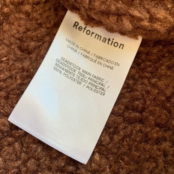 Reformation Talli Shearling Faux Suede Fur Collar Jacket Coat Chocolate Brown - Picture 11 of 12